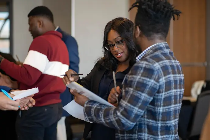 Young black diplomats collaborating. 
